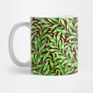 William Morris Willow Boughs Recolored Green on Red Mug